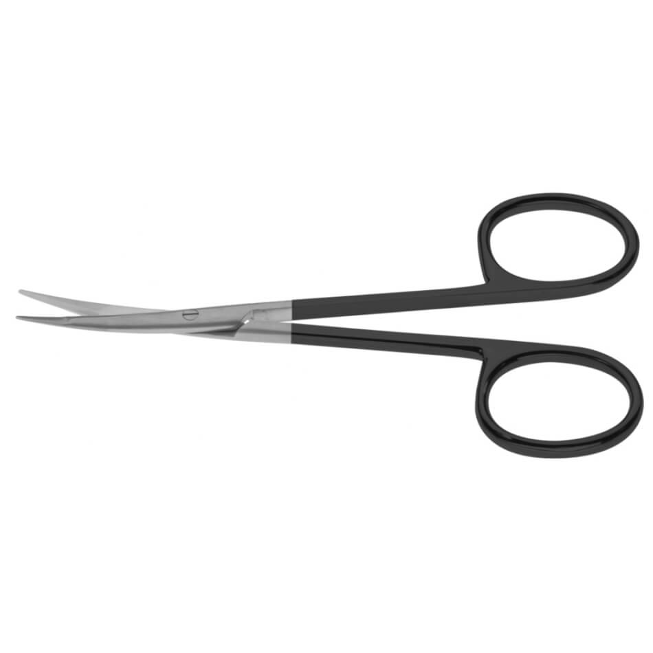 The Greenberg PAR Serrated SuperCut Scissors, 4-1/2″ (11.5cm), feature curved, serrated blades and black finger loops, shown against a white background.