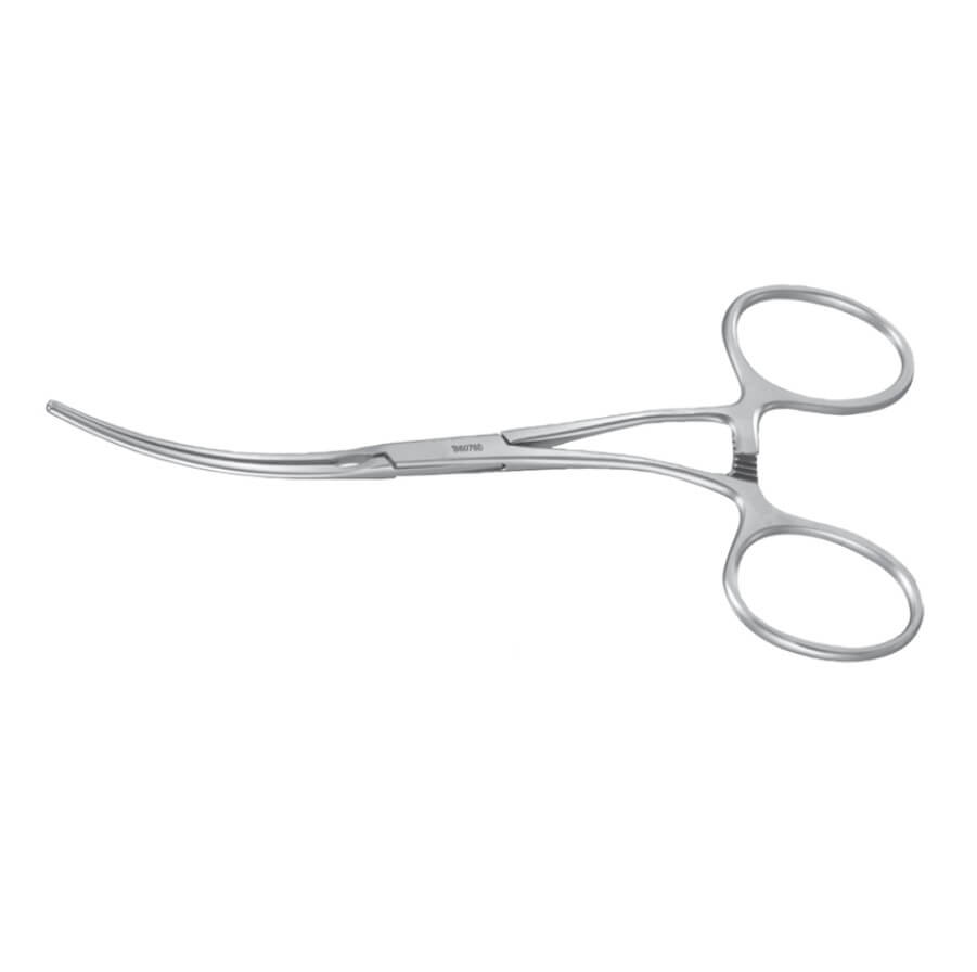 Guyuron-Debakey Ptosis Clamp: 5" (12,5 cm), buede skafter, buet kæbe, 1-5/8" (4 cm)
