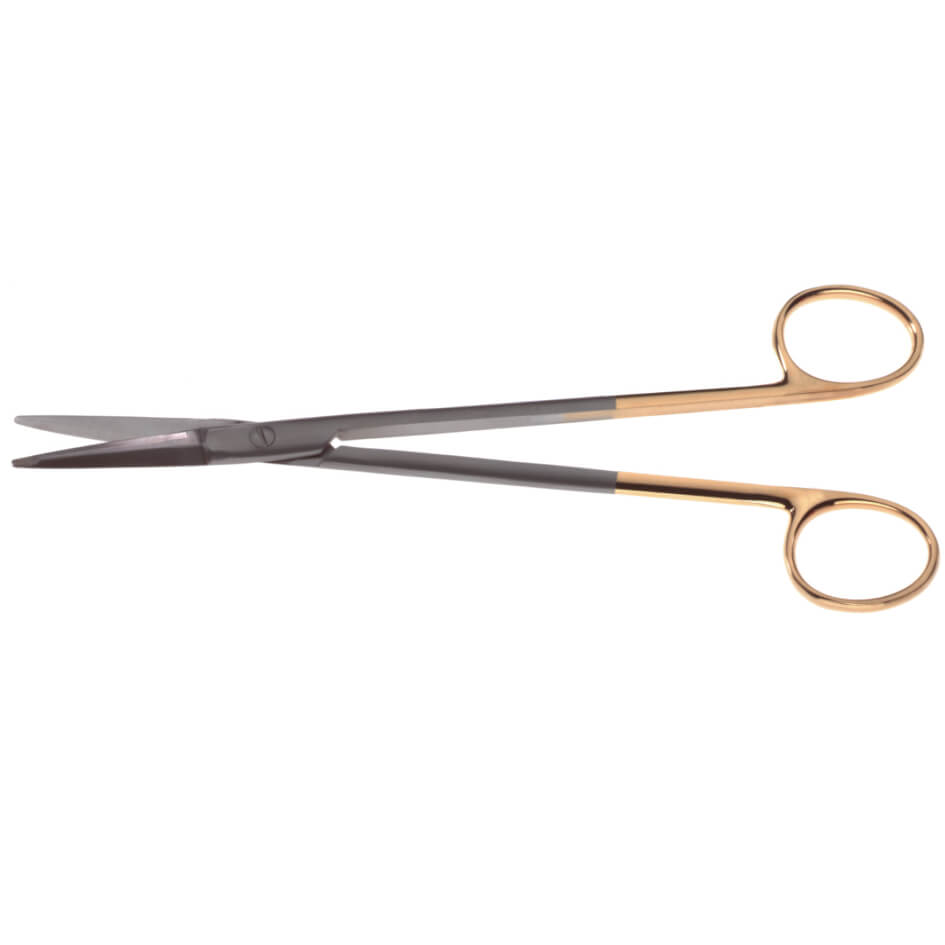 The Gorney Facelift Serrated Onyx Scissors, 7-1/2″ (19cm), feature long, straight silver double-beveled blades and gold finger rings, displayed against a white background.