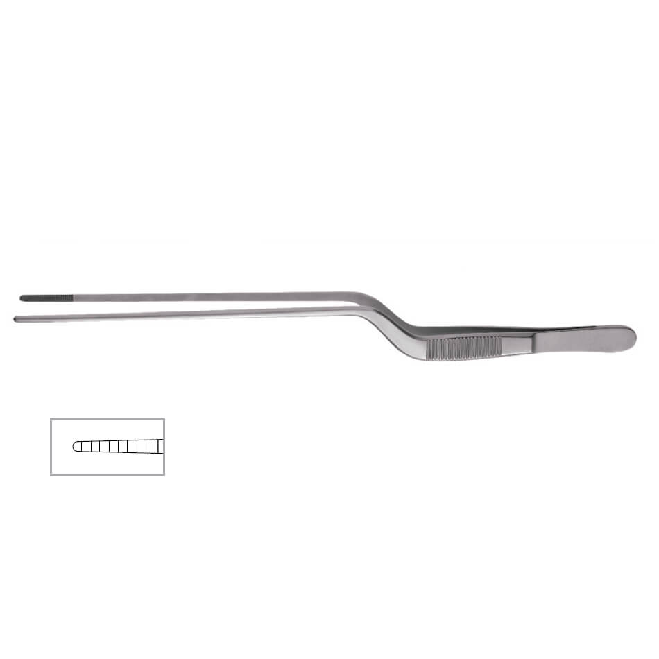 Gruenwald Dressing Bayonet Forceps, 8″ (20cm), Serrated Jaw