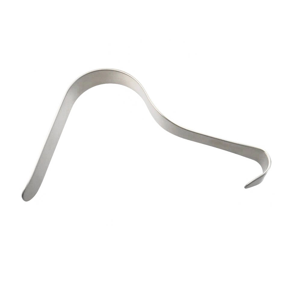 An Epstein-Deaver Retractor, 8″ (20cm), 1″ (2.5cm) Blade with an ergonomic hook-like design for ease of use. The smooth, curved shape performs a 360-degree sweep to assist in sliding the heel into a shoe, reducing the need to bend down.