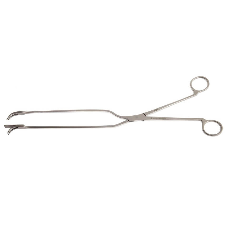 A Lockwood Abdominal Flap Demarcator, 12-1/2″ (32cm) featuring a silver metallic body and scissor-like handles. The instrument has two curved, serrated jaws at the end for grasping or clamping abdominal flaps. The tool appears sterile and is commonly used in medical procedures.