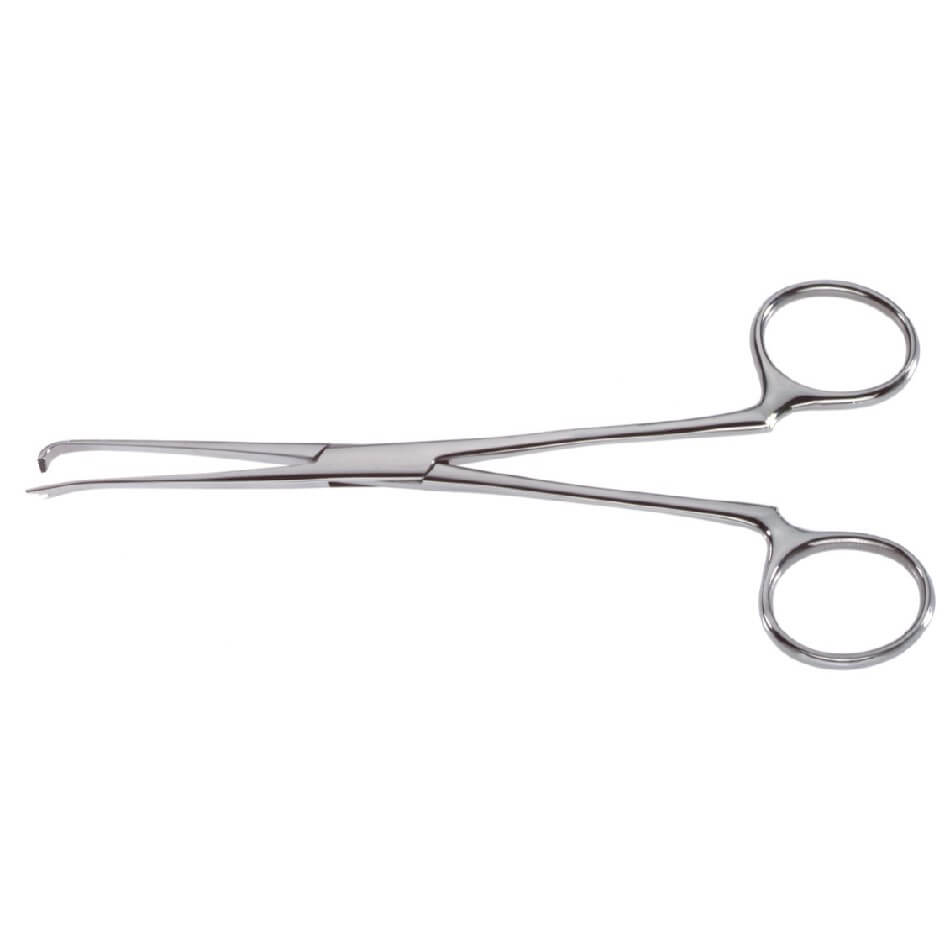 A Pitanguy Abdominal Flap Demarcator, 12-1/2″ (32cm) with a shiny metal finish and straight handles. The demarcator has two loops at the end for gripping and a narrow, curved tip for precise handling of facial and abdominal flaps during medical procedures.