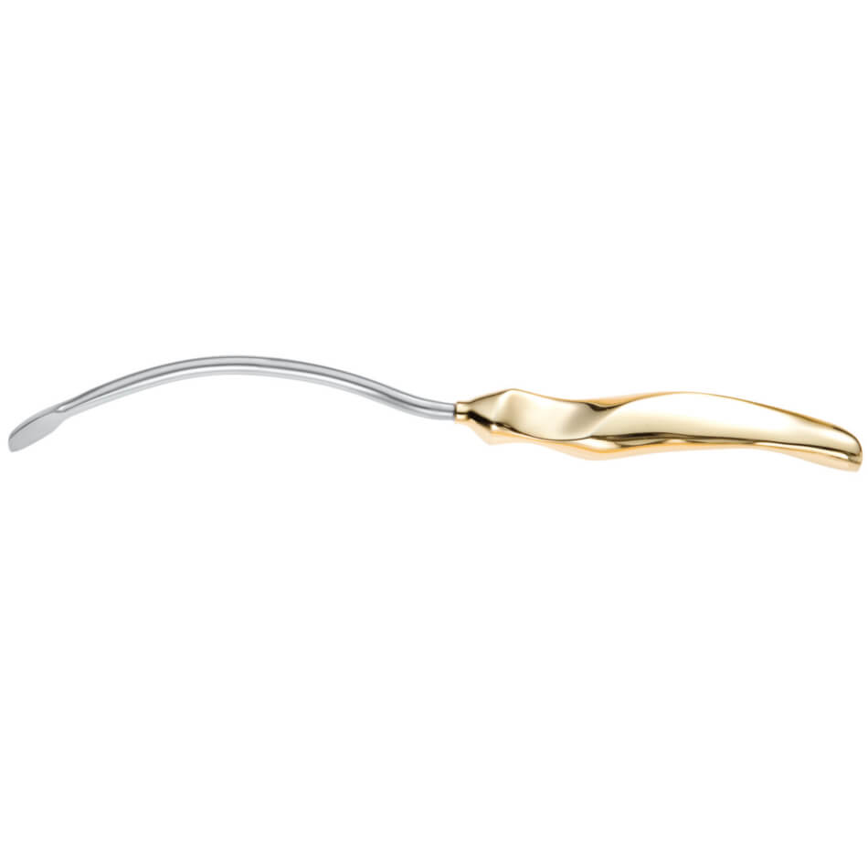 A sleek, ergonomically designed Ramirez Endofacelift with a glossy gold handle and a slightly curved, narrow silver end, likely used for delicate tasks or applications such as an endoscopic forehead lift. The design appears modern and polished.