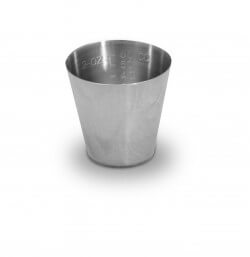 A Medicine Cup, 2 oz, with engraved measurement markings on the side, isolated on a white background, holding up to 2 oz of liquid.