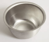 A small, round **Sponge Basin Stainless Steel, 1 Quart Round** with a wide rim sits on a plain white surface. The interior of the bowl is smooth and slightly reflective, while the exterior has a brushed metal finish.