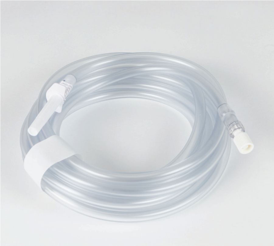 A coiled clear plastic 13&