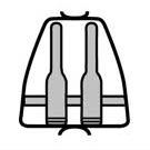 A simple black and white line drawing of a Micro Approximator Clamp, 11mm (0.6-1.5mm) positioned vertically inside a rectangular carrier with handles. The clamp is shown in the middle, and the carrier has a wide U-shape at the top, indicating a grip.