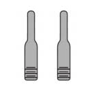 Two identical Micro Single Clamp, 16mm icons are shown side by side on a white background. Each clamp has a rectangular base with three horizontal lines near the bottom and a long vertical bar extending upwards.