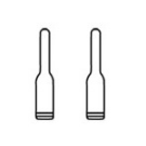 Two identical, simple line-drawing representations of bullet casings are positioned vertically side by side, each consisting of a cylindrical base with a narrow neck extending upward.




